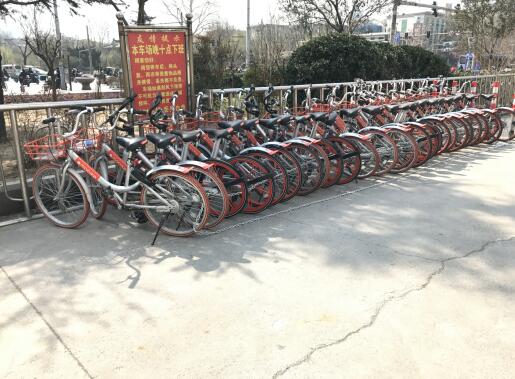 疑因乱停放 近30辆摩拜单车被锁三联大厦南侧停车场