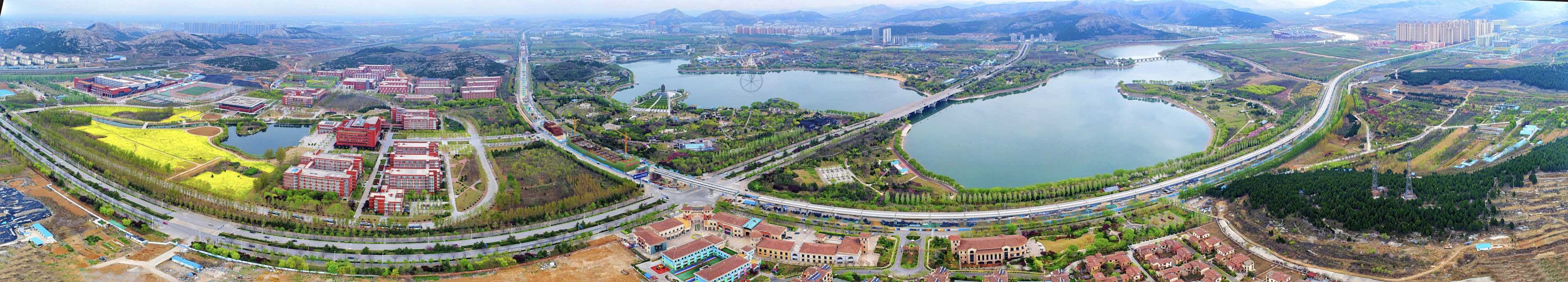 穿越春天的高空“地铁” 济南地铁R1线在春天的画卷中穿行