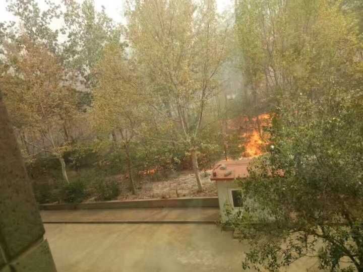 济南大学校园内突发大火现场浓烟滚滚 疑学生所为