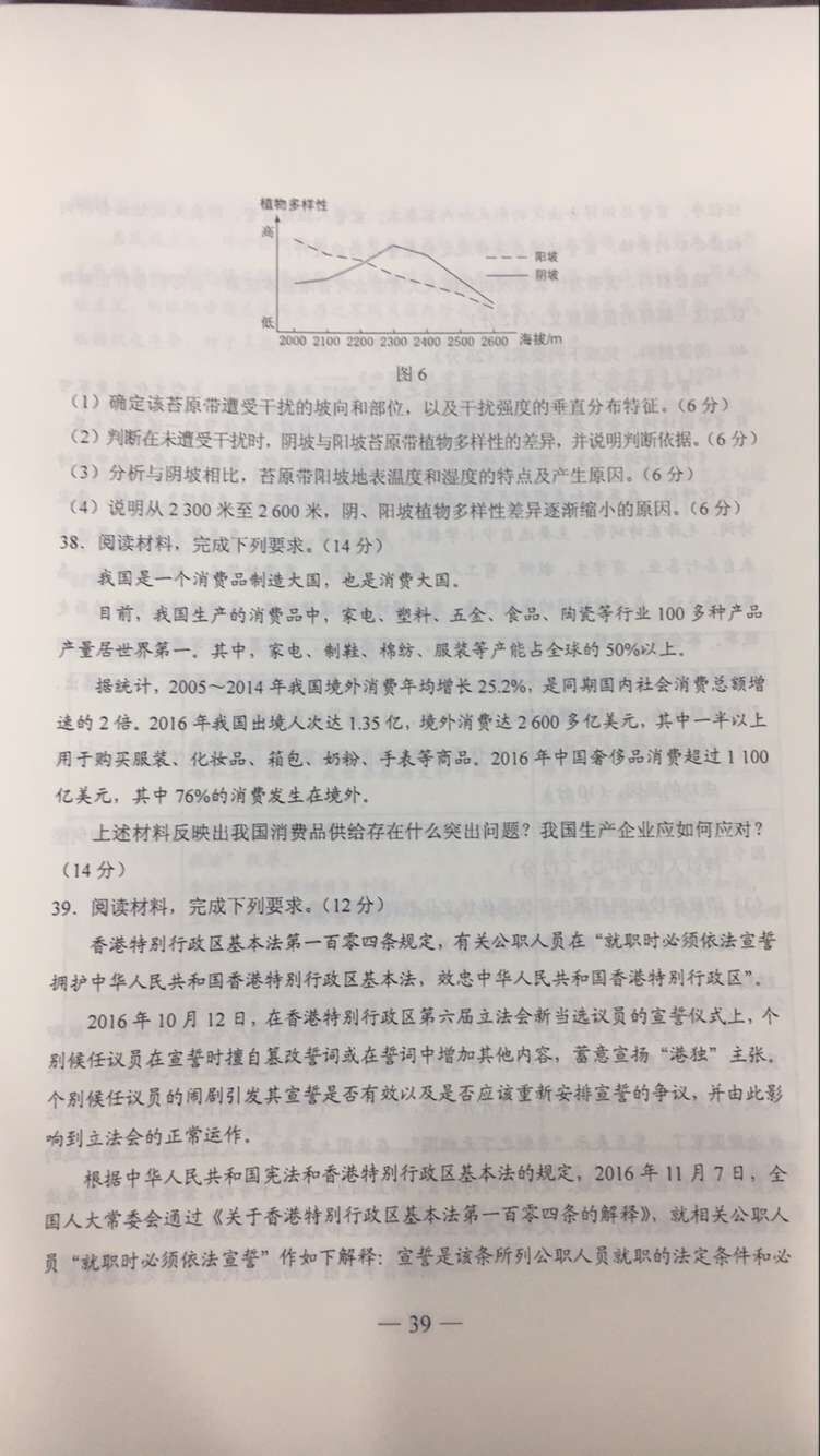 权威发布：2017年山东高考文科综合试题及答案