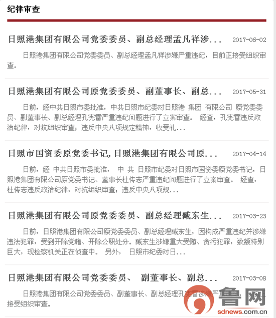 日照港集团副总孟凡祥接受组织审查 呈现高管违纪多米诺效应