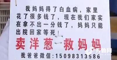 帮帮他!菏泽8岁男孩街头卖洋葱 只为救患病妈妈