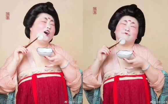 惟妙惟肖!学生模仿名画摆拍让唐代仕女“复活” 演绎美食的诱惑