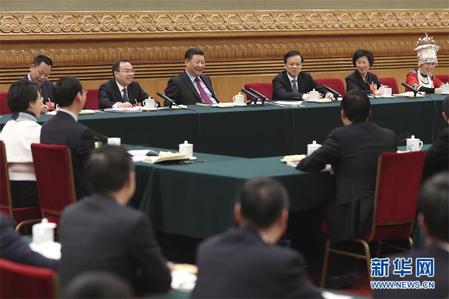3月10日，中共中央总书记、国家主席、中央军委主席习近平参加十三届全国人大一次会议重庆代表团的审议。