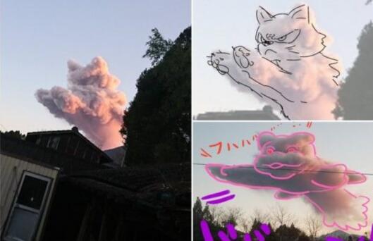 怪兽出没?火山喷出粉红色猫 浓烟直冲半空画面似