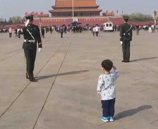 暖心!3岁宝宝向武警庄严敬礼武警回军礼还牵小手