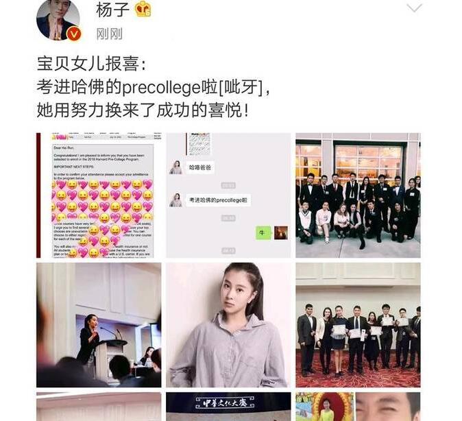 颜值智商并存！杨子女儿考上哈佛预科生 杨海润随前妻生活在加拿大