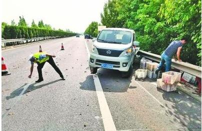 千斤小龙虾高速上“逃亡” 交警帮车主捡虾半小时