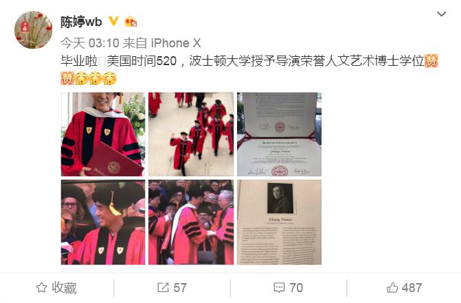 活到老学到老！张艺谋获博士学位 张艺谋2018年可以说是一个荣誉之年