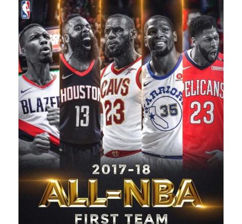 你喜欢的球员吗?最佳阵容公布 利拉德挤掉库里和威少入选第一阵容