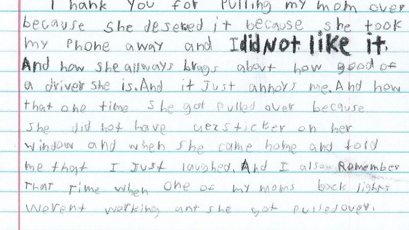 大义灭亲！美国熊孩子给警察写信：感谢抓我妈 这是她应得的！