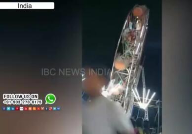 惊悚实拍!印度摩天轮翻覆1死6伤 事故因车厢固定不牢引发
