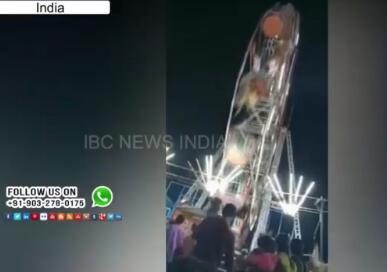 惊悚实拍!印度摩天轮翻覆1死6伤 事故因车厢固定不牢引发