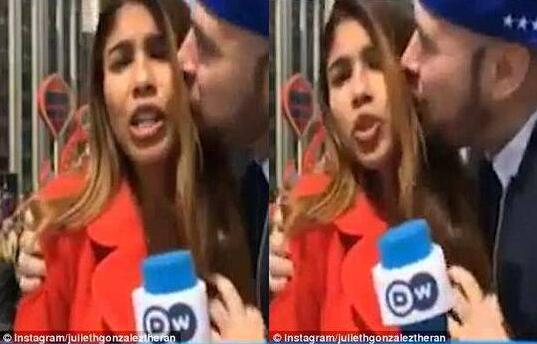 嗨过头还是性骚扰?直播世界杯遭强吻 色球迷揩油女主播