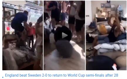 英格兰淘汰瑞典！英球迷砸宜家庆祝晋级四强 三狮军团能笑到最后?
