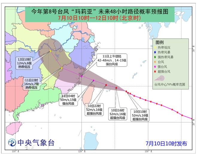 【最新】台风玛莉亚将登陆 预计11日凌晨在福建福清到浙江苍南一带登陆