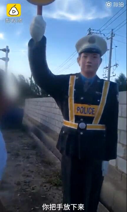 你把手放下来！男子踢打仿真交警还传视频到网上 最后被拘留