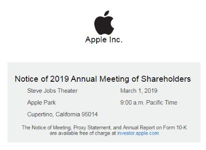 这就是真相！苹果年度股东大会是怎么回事?2019年3月1日9时举行