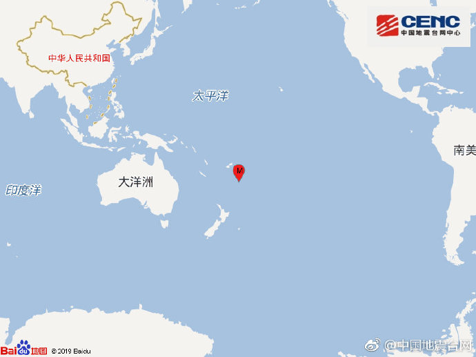 斐济5.3级地震:震源深度100千米 暂无人员伤亡报告