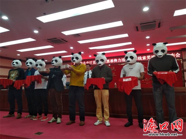 海南兑现举报奖励 一排“熊猫大侠”领走42万元