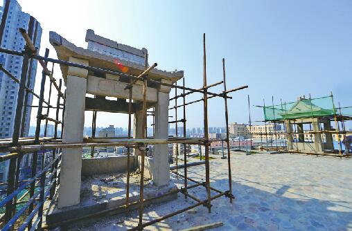 济南200余岁标山钟鼓楼首次修缮 工程将于4月20日竣工