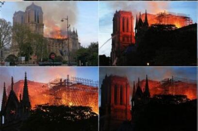 巴黎圣母院大火塔尖拦腰折断 大火扑灭后将评估修复