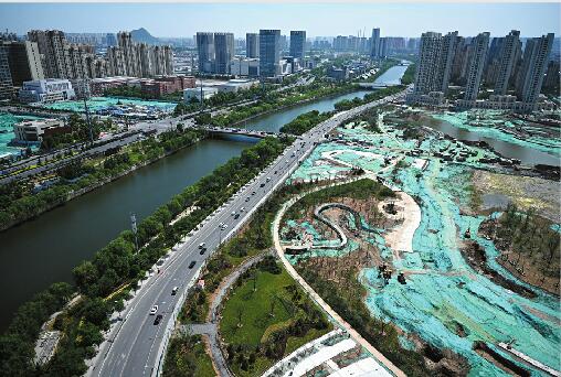 济南：云锦湖7月注水成景