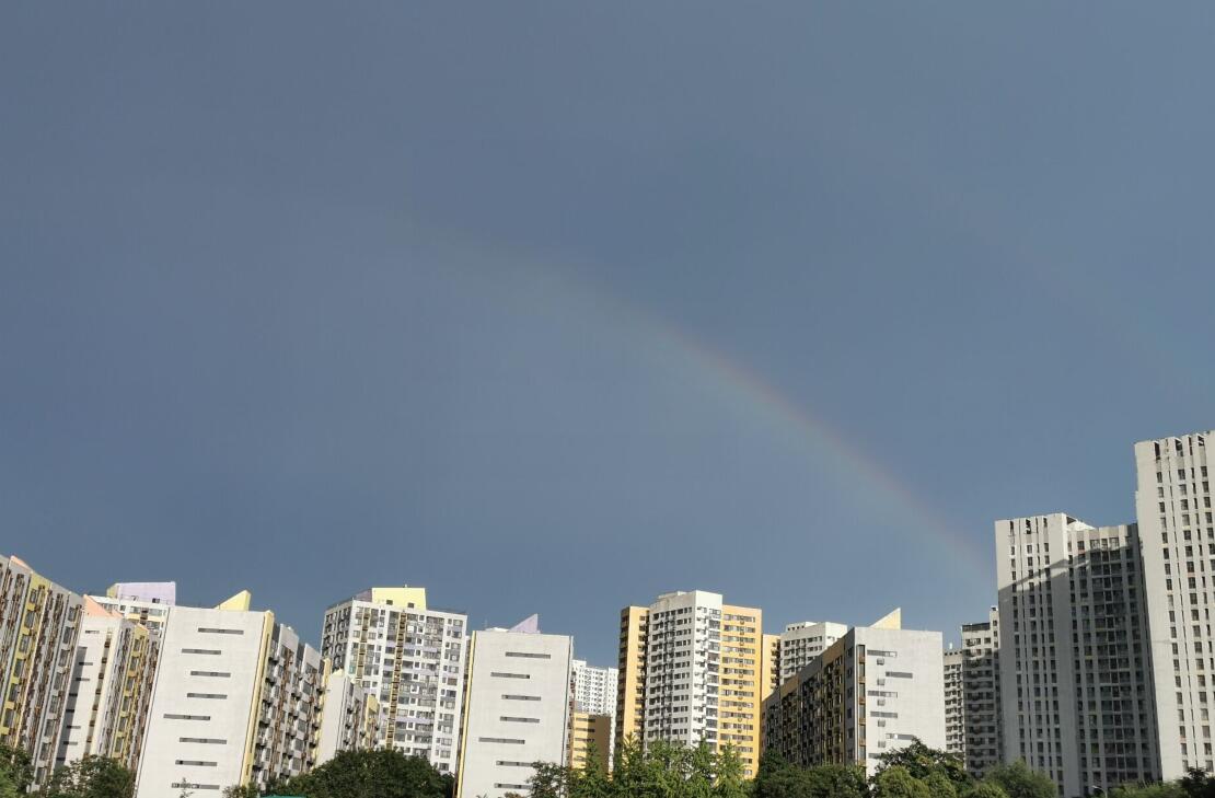 市区降雨结束 雨后泉城出现美丽彩虹
