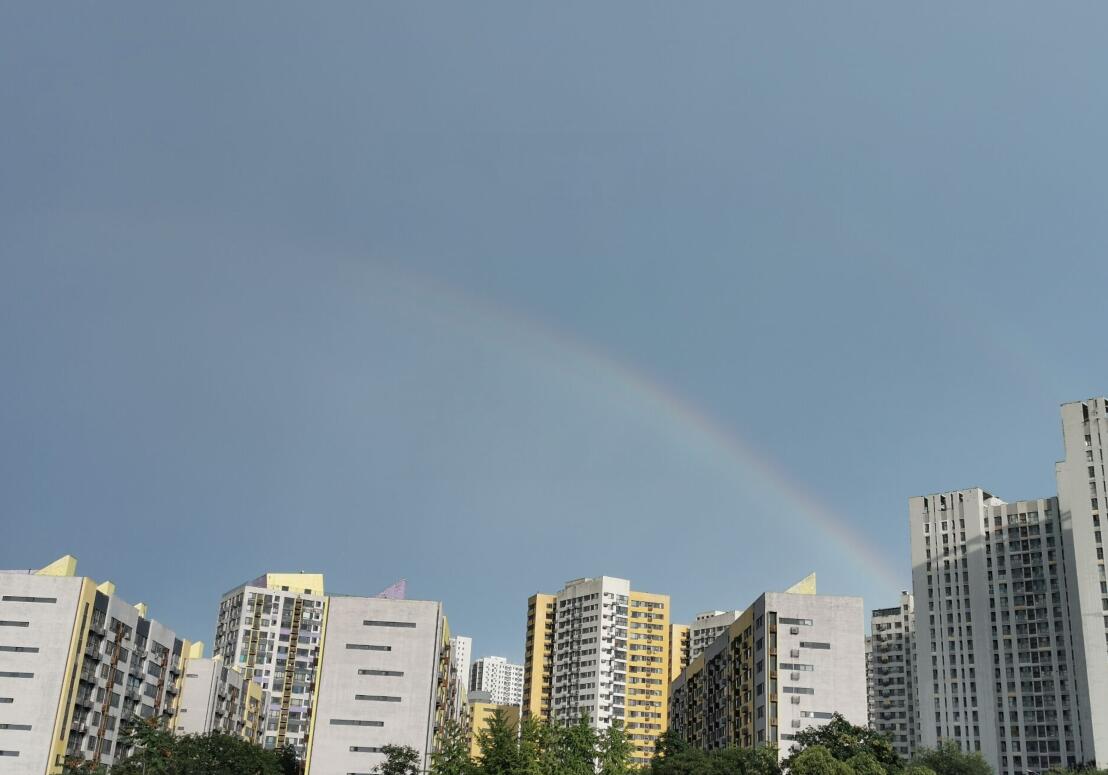 市区降雨结束 雨后泉城出现美丽彩虹