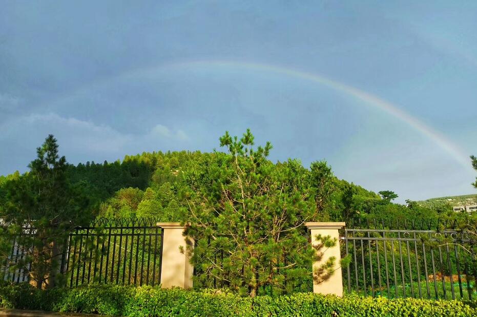 市区降雨结束 雨后泉城出现美丽彩虹