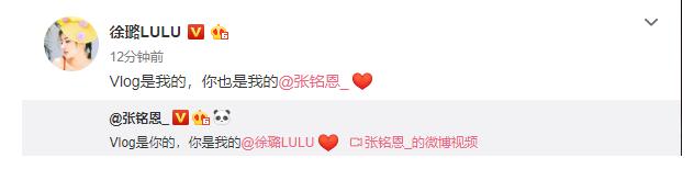 徐璐张铭恩官宣恋情,甜蜜表白:你是我的