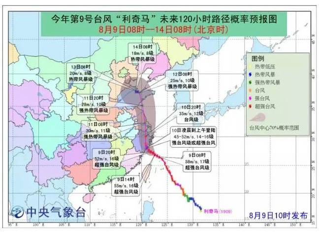 2019台风最新消息！利奇马最大风力已达58米/秒 冷空气神助攻“风王”变“雨神”