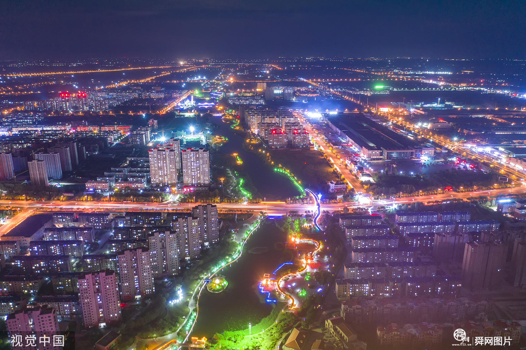 山东滨州：夏末夜色璀璨