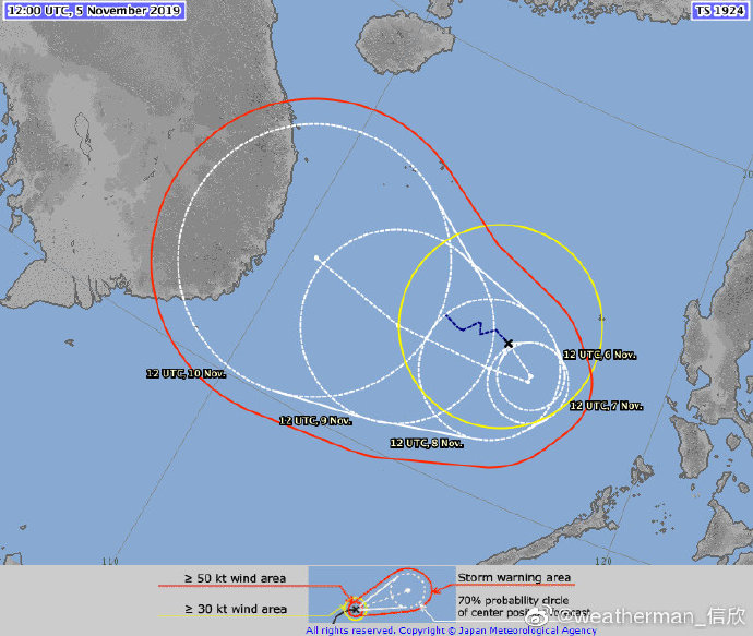 台风娜基莉实施路径:2019年第24号台风娜基莉最新消息