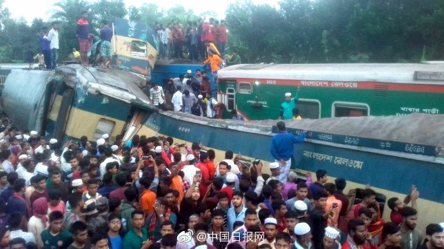 突发！孟加拉国两列火车相撞，至少14人死亡40人受伤
