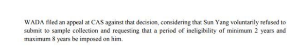 WADA想让孙杨被禁赛2至8年，听证会时间点曝光
