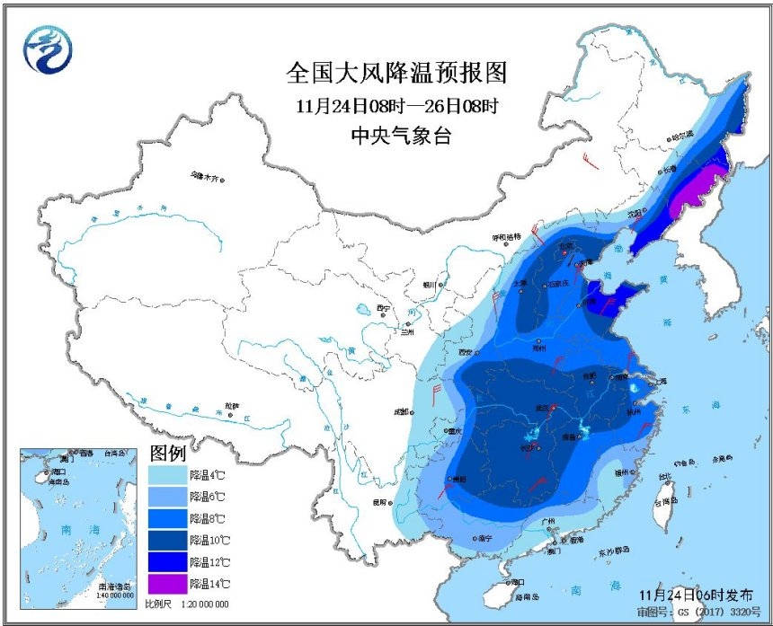 北方多地降温10℃上下 明日南方迎