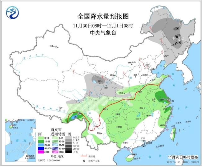 中东部地区将有雨雪天气 东部和南部海区有大风