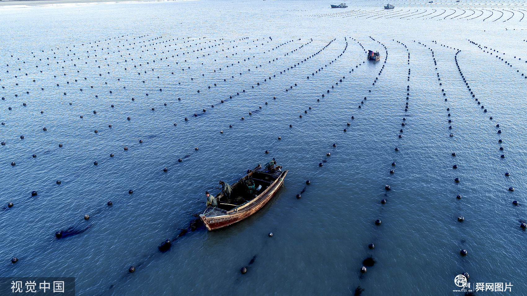 山东威海：初冬时节海景优美 海洋牧场“插秧”忙