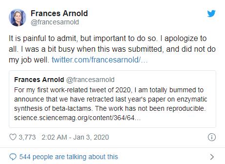 获奖论文缺失关键数据，致实验结果无法复现！美诺奖得主公开道歉