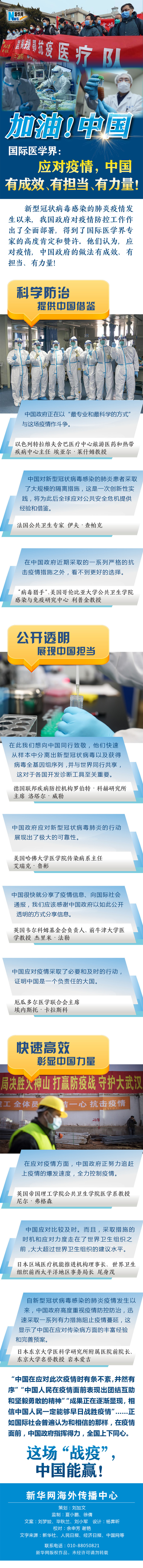 【加油！中国】国际医学界：应对疫情，中国有成效、有担当、有力量！