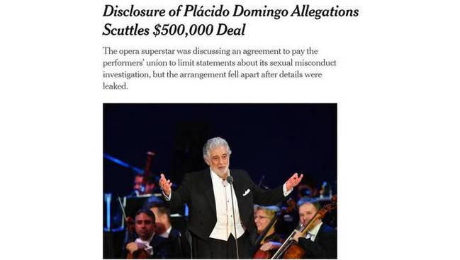 晚节不保！丑闻持续发酵多明戈道歉：后悔曾给她们带来痛苦