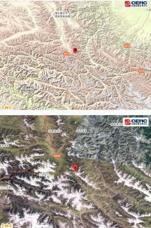 3月8日夜新疆喀什3级地震 震中5公里范围内平均海拔约5131米