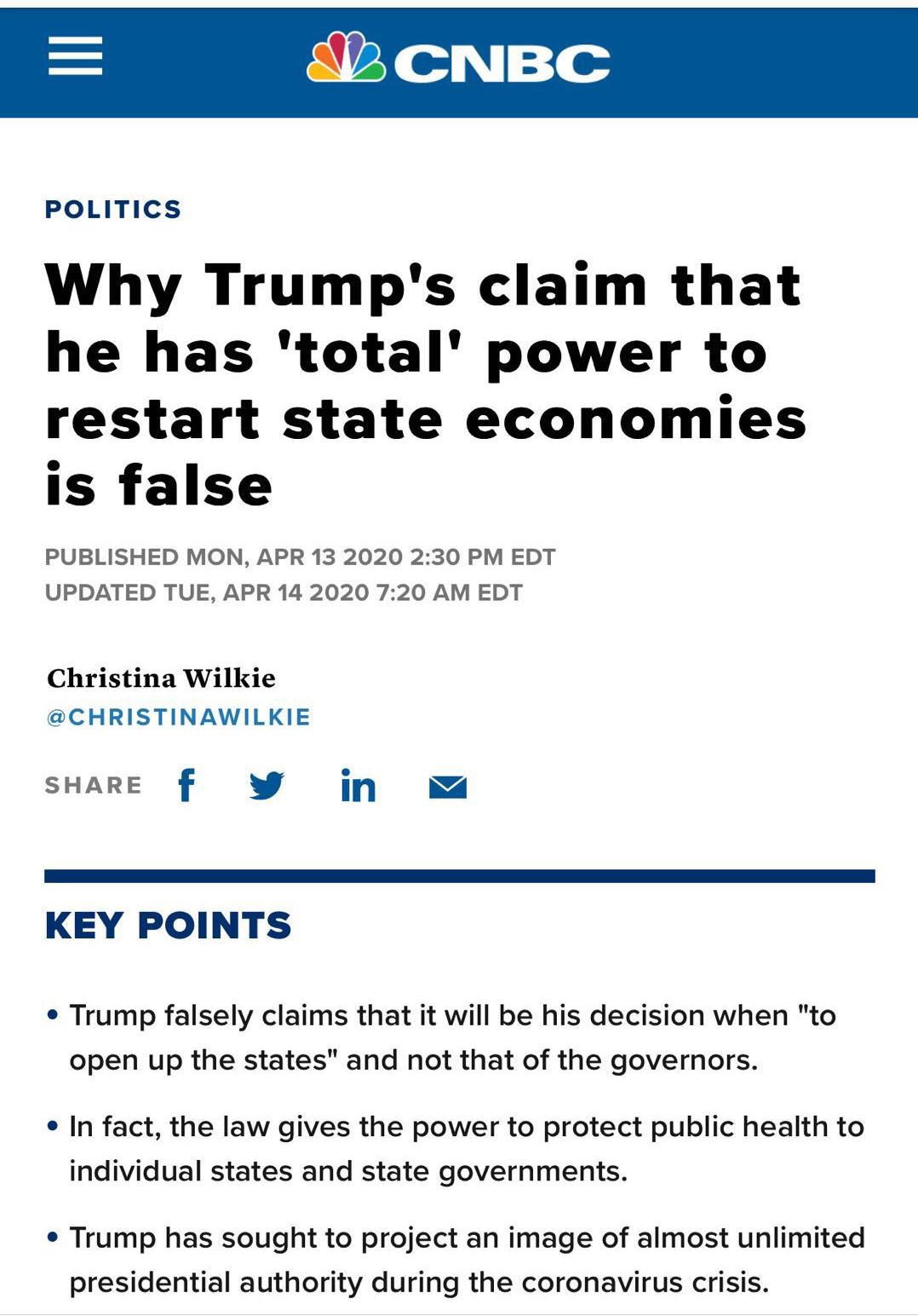 “绝对权力”令全美复工？ 美网友：醒醒特朗普 你不是个国王