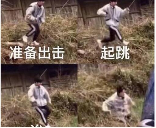 笑cry!胖虎拍的易烊千玺前空翻 一脚扎进草垛里画面搞笑十足