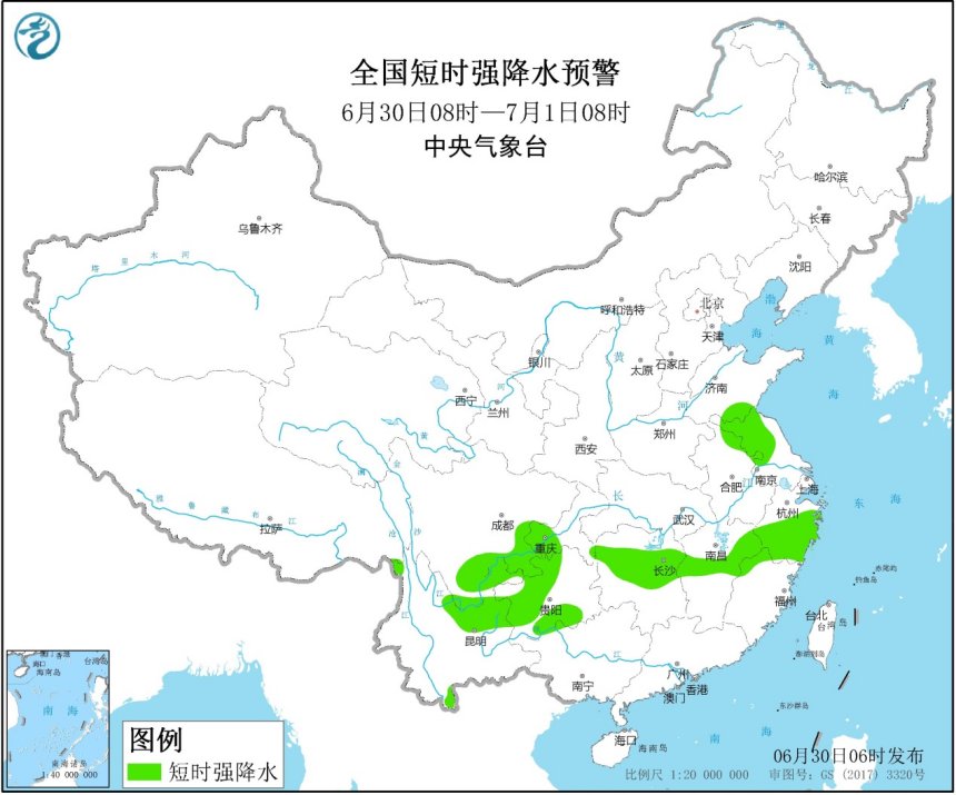 四川贵州局地有大暴雨 内蒙江苏等地有雷暴大风或冰雹