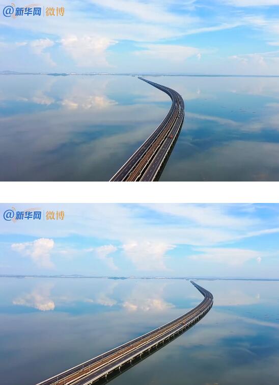 今天,南京天空之镜石臼湖登上微博热搜.