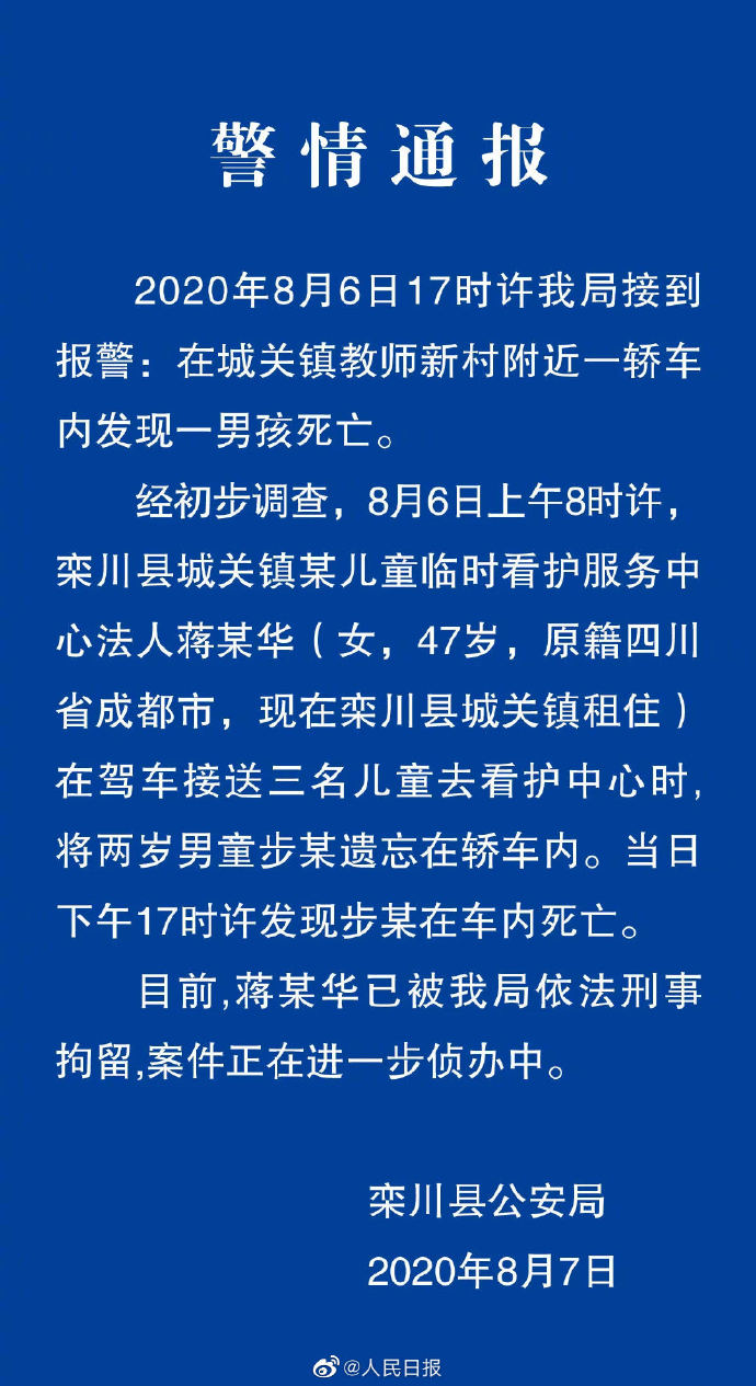 【警情通报】2岁半男童被忘车内8小时后离世 具体什么情况?