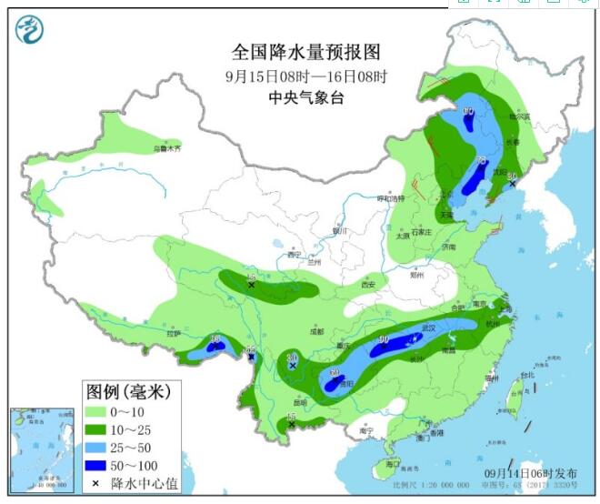 我国中东部将有大范围降雨 （未来三天具体预报）