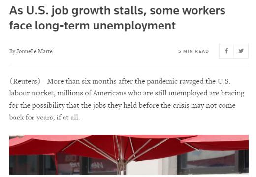 北美观察丨疫情下的美国经济：失业数据意外激增 招聘形势继续恶化